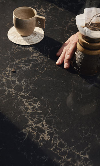 Caesarstone Vanilla Noir kitchen worktops close-up