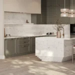 Caesarstone White Attica kitchen worktop and island