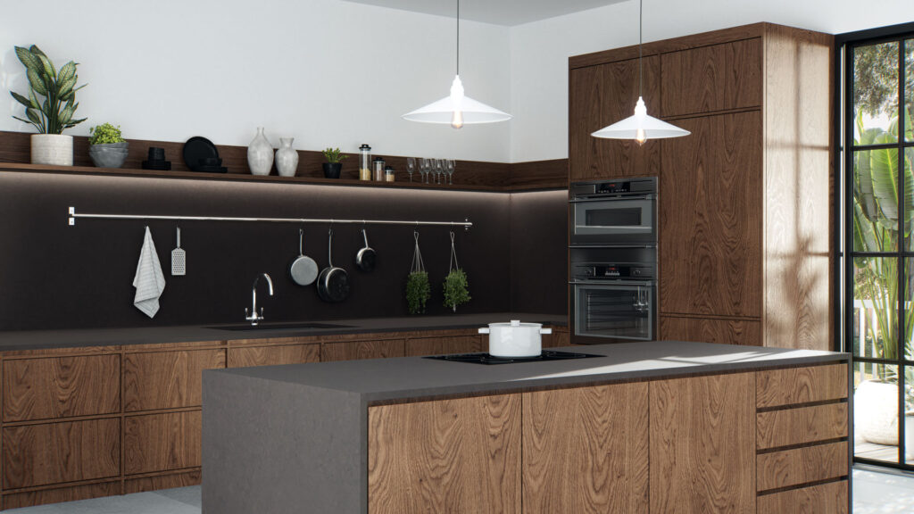 Caesarstone 1003 Raindream worktop and island in modern kitchen