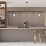 Kitchen with Caesarstone 1006 Agger Grey quartz island