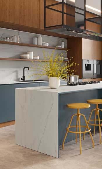 Caesarstone 501 Snowdrift Porcelain Kitchen Island