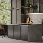 Caesarstone Striata porcelain worktops and kitchen island
