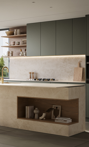 Caesarstone Fume Porcelain Worktops and Splashback