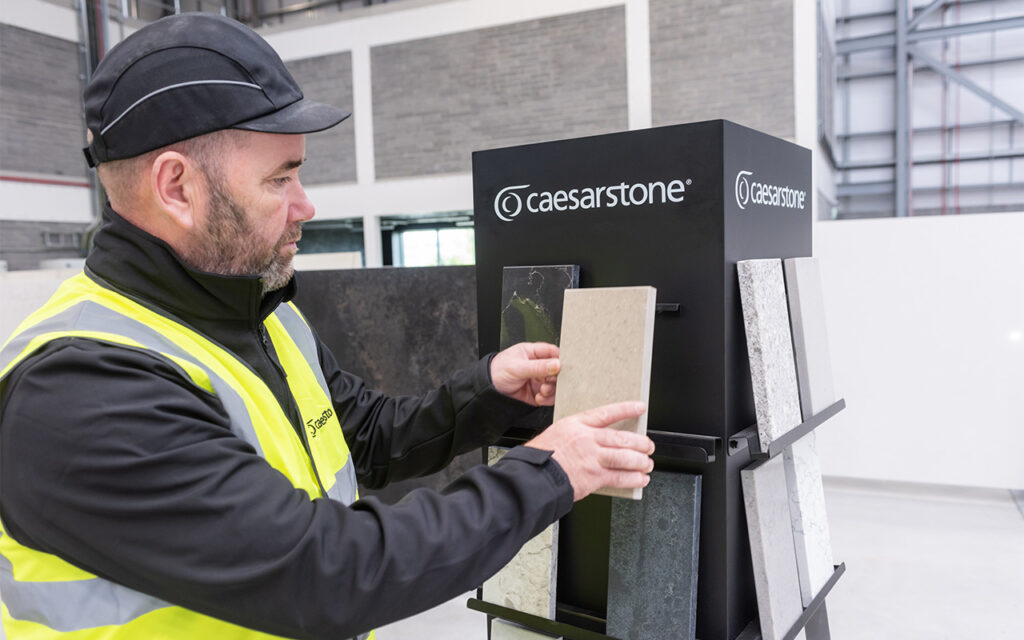 Caesarstone sample display in Ireland distribution centre