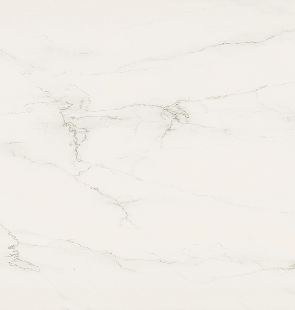 White marble surface with subtle gray veins running through it.
