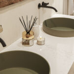 Close up of Caesarstone 5113 Solenna vanity units