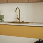 Close-up of Caesarstone Dreamy Carrara Mineral Kitchen worktop and splashback
