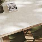 Close-up of Caesarstone Lucillia porcelain kitchen island worktop