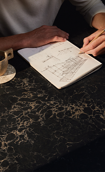 Close-up of Caesarstone Vanilla Noir worktops
