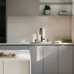 Caesarstone Topus Concrete kitchen island, worktop and backsplash