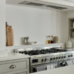 Caesarstone Organic White kitchen island worktop and splashback